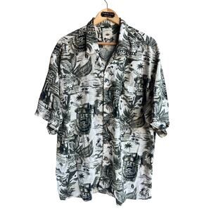 Original Island Sport Men's Vintage Tribal Tikki Hawaiian Shirt 100% Rayon XL